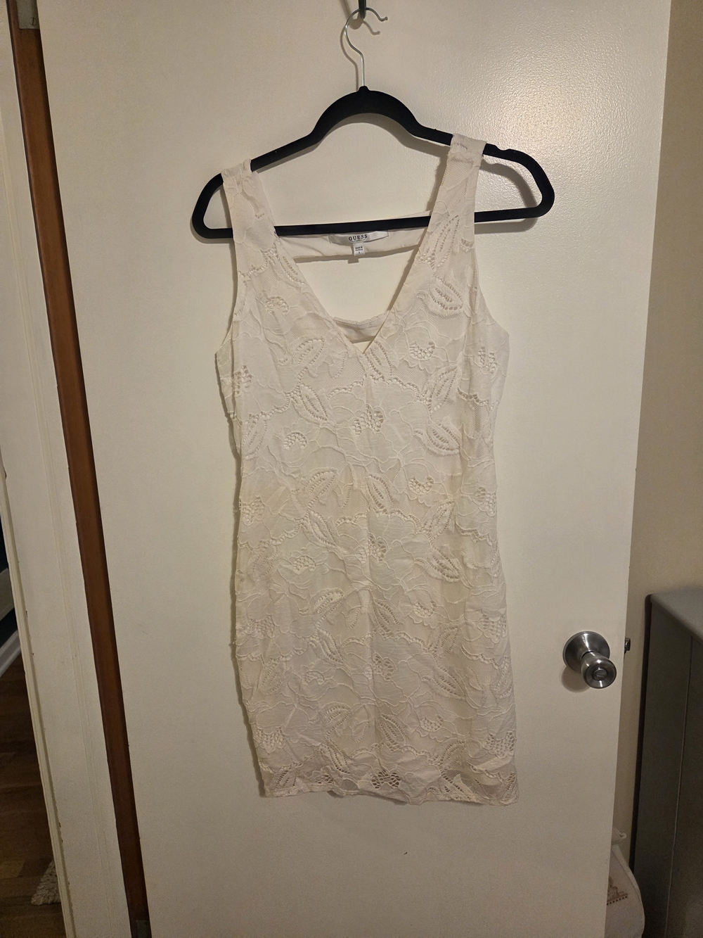 Sleeveless White Lace Sheath Dress